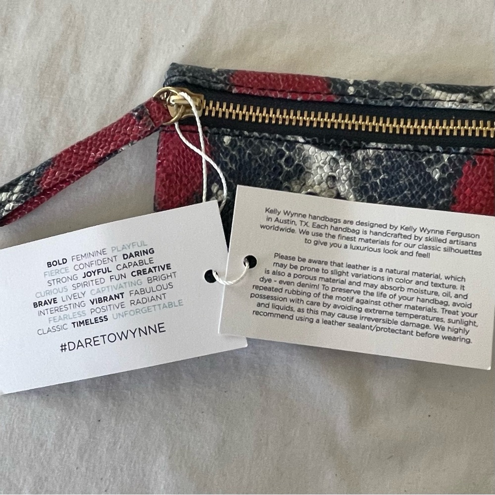 Kelly Wynne Red and Black Snake Print Wristlet - Picture 5 of 6